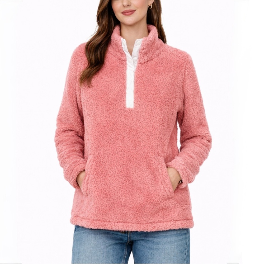J.Crew Pink Fleece Pullover Sweater - Size XS